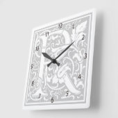 William Morris Alphabet "R" Square Wall Clock Vierkante Klok (Hoek)