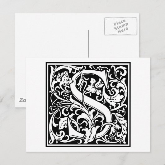 William Morris Alphabet "S" Briefkaart (Voorkant / Achterkant)
