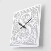 William Morris Alphabet "S" Square Wall Clock Vierkante Klok (Hoek)