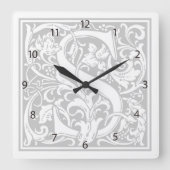 William Morris Alphabet "S" Square Wall Clock Vierkante Klok (Voorkant)