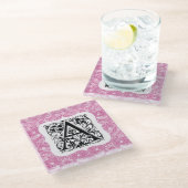 William Morris Alphabet Strawberry Thief Pink Glazen Onderzetter (Schuin)