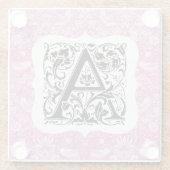 William Morris Alphabet Strawberry Thief Pink Glazen Onderzetter (Achterkant)