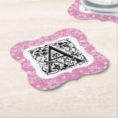 William Morris Alphabet Strawberry Thief Pink Kartonnen Onderzetters (Gekanteld)