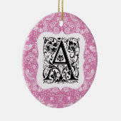 William Morris Alphabet Strawberry Thief Pink Keramisch Ornament (Rechts)