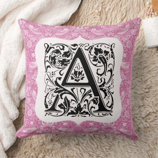 William Morris Alphabet Strawberry Thief Pink Kussen (Deken)