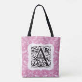 William Morris Alphabet Strawberry Thief Pink Tote Bag (Achterkant)