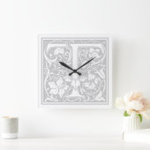 William Morris Alphabet "T" Square Wall Clock Vierkante Klok (Huis)