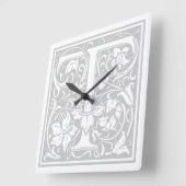 William Morris Alphabet "T" Square Wall Clock Vierkante Klok (Hoek)
