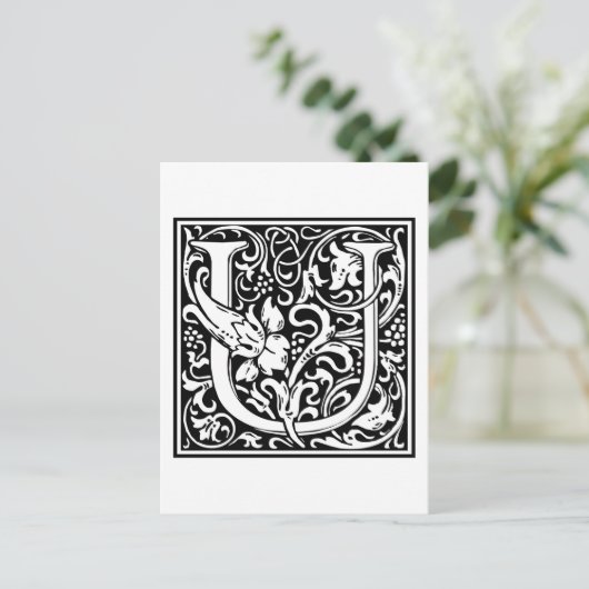 William Morris Alphabet "U" Briefkaart (Staand voorkant)