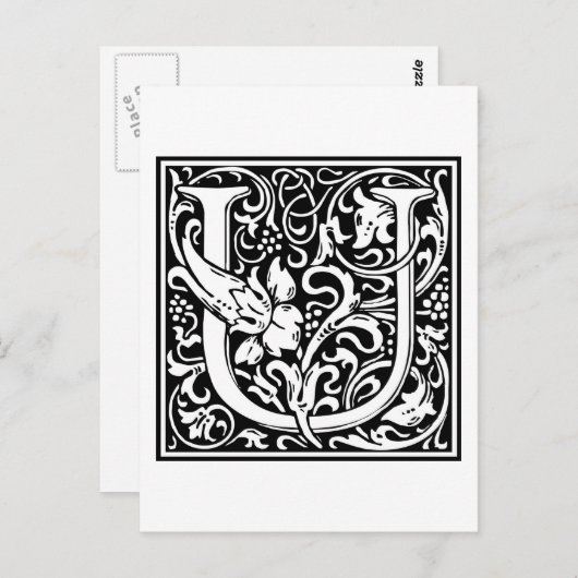 William Morris Alphabet "U" Briefkaart (Voorkant / Achterkant)