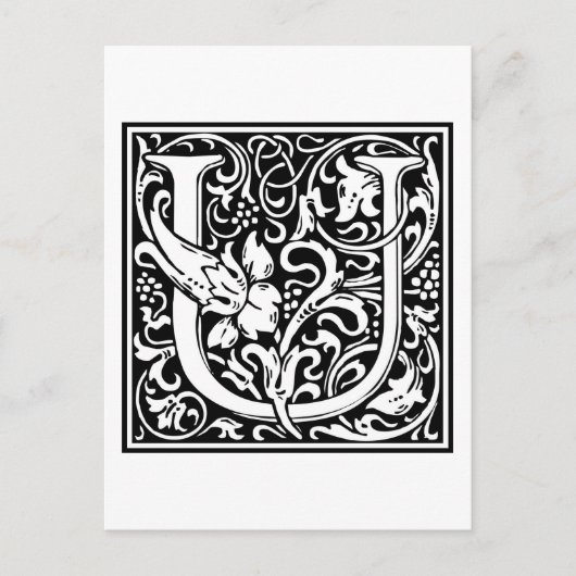 William Morris Alphabet "U" Briefkaart (Voorkant)