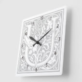William Morris Alphabet "U" Square Wall Clock Vierkante Klok (Hoek)