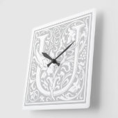 William Morris Alphabet "U" Square Wall Clock Vierkante Klok (Hoek)