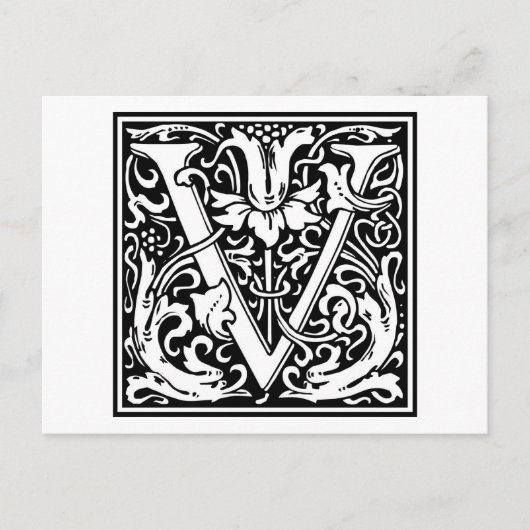 William Morris Alphabet "V" Briefkaart (Voorkant)