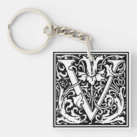 William Morris Alphabet "V" Sleutelhanger (voorkant)