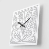 William Morris Alphabet "V" Square Wall Clock Vierkante Klok (Hoek)