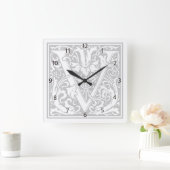 William Morris Alphabet "V" Square Wall Clock Vierkante Klok (Huis)
