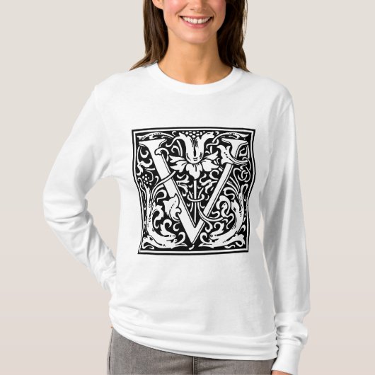 William Morris Alphabet "V" T-shirt (Voorkant)
