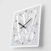 William Morris Alphabet "W" Square Wall Clock Vierkante Klok (Hoek)