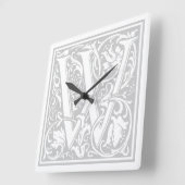 William Morris Alphabet "W" Square Wall Clock Vierkante Klok (Hoek)