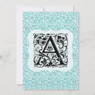 William Morris Alphabet Willow Bough Aqua Blauwgro Bedankkaart