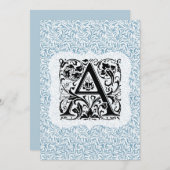 William Morris Alphabet Willow Bough Blue Bedankkaart (Voorkant / Achterkant)