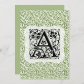 William Morris Alphabet Willow Bough Green Bedankkaart (Voorkant / Achterkant)