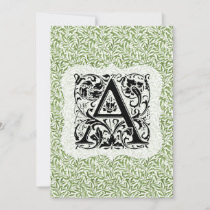 William Morris Alphabet Willow Bough Green Bedankkaart