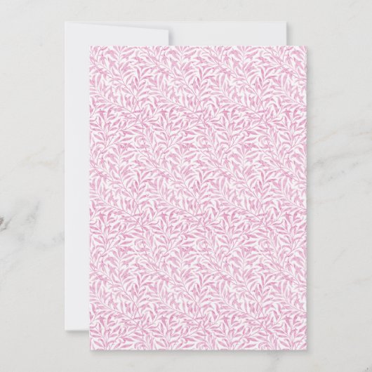 William Morris Alphabet Willow Bough Pink Bedankkaart (Voorkant)