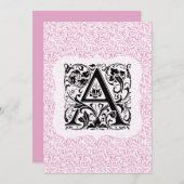 William Morris Alphabet Willow Bough Pink Bedankkaart (Voorkant / Achterkant)