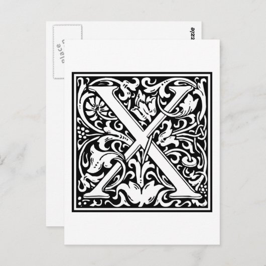 William Morris Alphabet "X" Briefkaart (Voorkant / Achterkant)