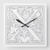 William Morris Alphabet "X" Square Wall Clock Vierkante Klok (Voorkant)