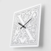 William Morris Alphabet "X" Square Wall Clock Vierkante Klok (Hoek)
