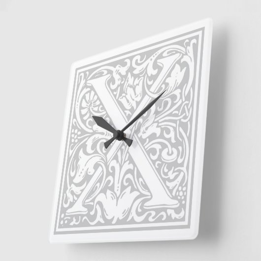 William Morris Alphabet "X" Square Wall Clock Vierkante Klok (Hoek)