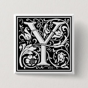 William Morris Alphabet "Y" Vierkante Button 5,1 Cm