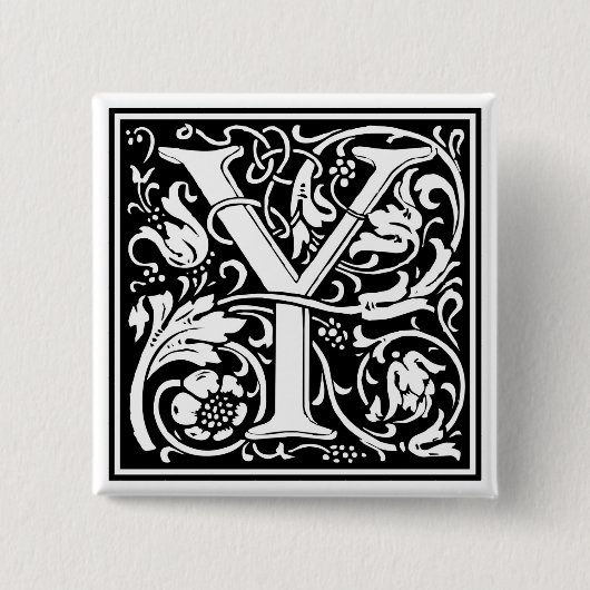 William Morris Alphabet "Y" Vierkante Button 5,1 Cm (Voorkant)