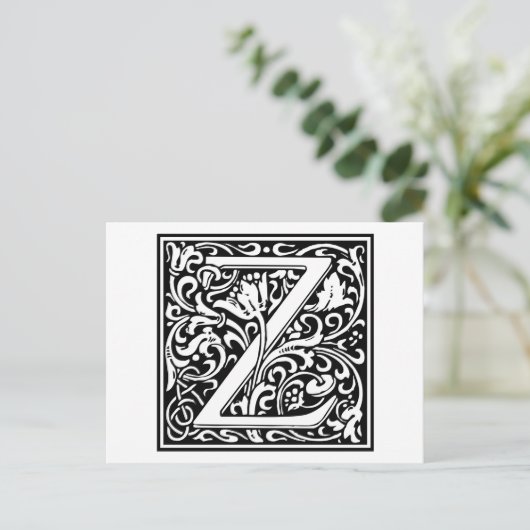 William Morris Alphabet "Z" Briefkaart (Staand voorkant)