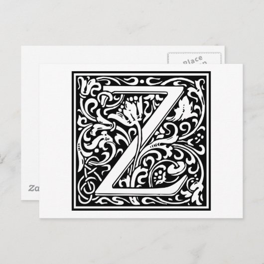 William Morris Alphabet "Z" Briefkaart (Voorkant / Achterkant)