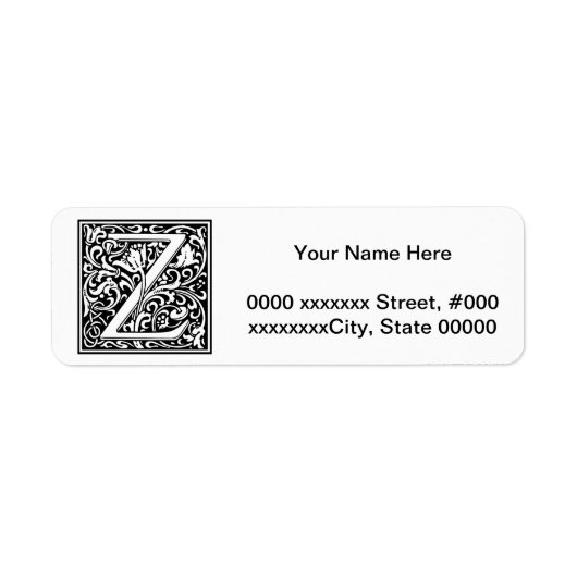 William Morris Alphabet "Z" Etiket (Voorkant)