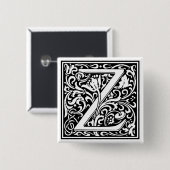 William Morris Alphabet "Z" Vierkante Button 5,1 Cm (Voorkant /achterkant)