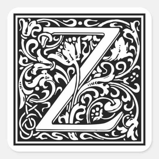 William Morris Alphabet "Z" Vierkante Sticker (Voorkant)