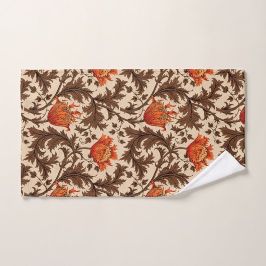 William Morris Anemone, Beige, Brown en Rust Bad Handdoek (Handdoek)