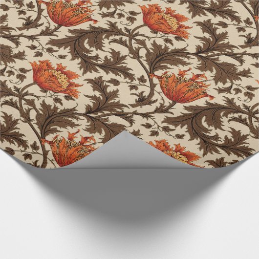 William Morris Anemone, Beige, Brown en Rust Cadeaupapier (Hoek)