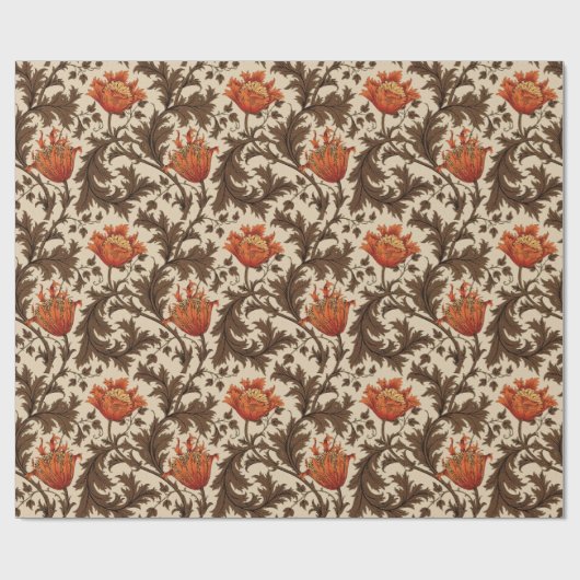 William Morris Anemone, Beige, Brown en Rust Cadeaupapier (Vlak)