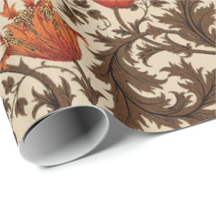 William Morris Anemone, Beige, Brown en Rust Cadeaupapier