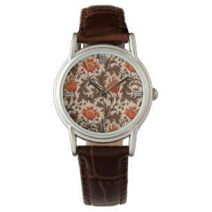 William Morris Anemone, Beige, Brown en Rust Horloge