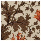 William Morris Anemone, Beige, Brown en Rust Stof (Close Up)
