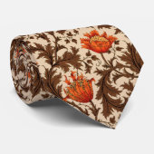 William Morris Anemone, Beige, Brown en Rust Stropdas (Opgerold)