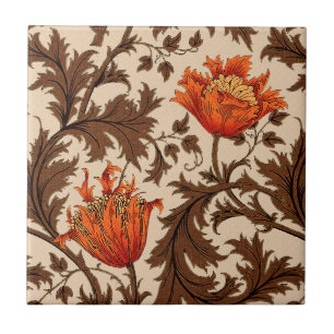 William Morris Anemone, Beige, Brown en Rust Tegeltje