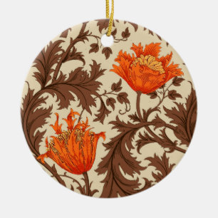 William Morris Anemone, Beige, Brown & Rust Sinaas Keramisch Ornament